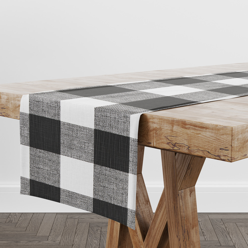 Table Runner - Black + White Buffalo Check