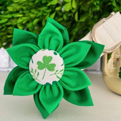 Dog Collar Fabric Flower Accessory Attachment - Botanical Shamrock