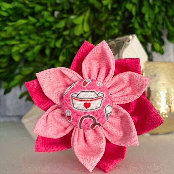 Dog Collar Flower Accessory Attachment - Nurse Themed