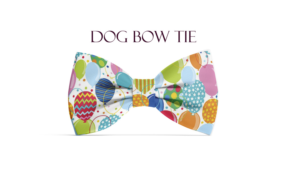 Dog Bow Tie - Happy Birthday Balloons