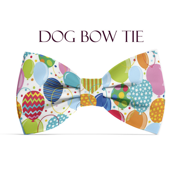 Dog Bow Tie - Happy Birthday Balloons