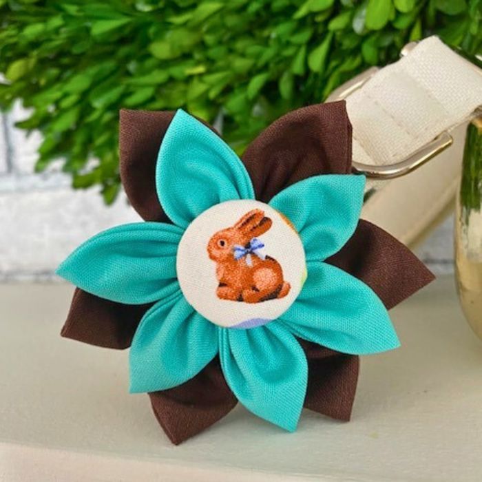 Dog Collar Fabric Flower Accessory - Easter Bunny