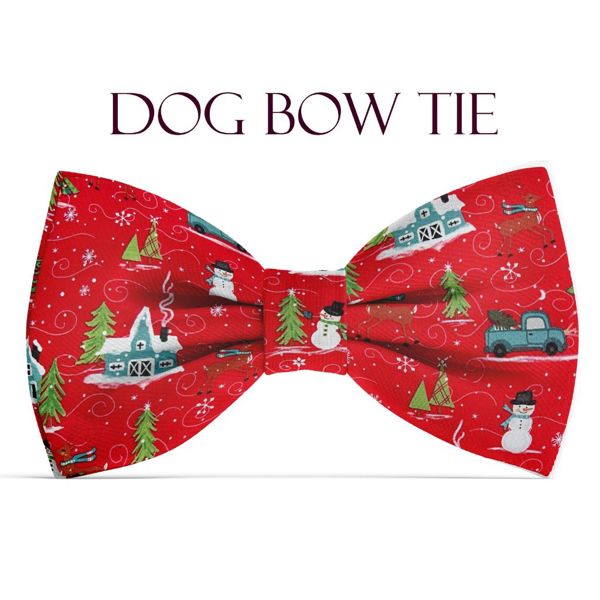 Dog Bow Tie - Winter Wonderland Red