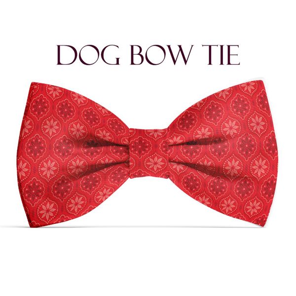 Dog Bow Tie - Holiday Medallion Red