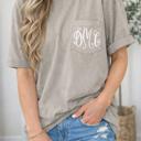  Comfort Colors Pocket Tee with Custom Embroidered Monogram