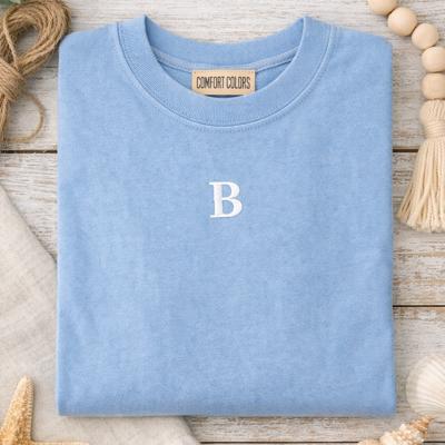 Single Initial Embroidered Tee | Comfort Colors Custom Monogram Shirt