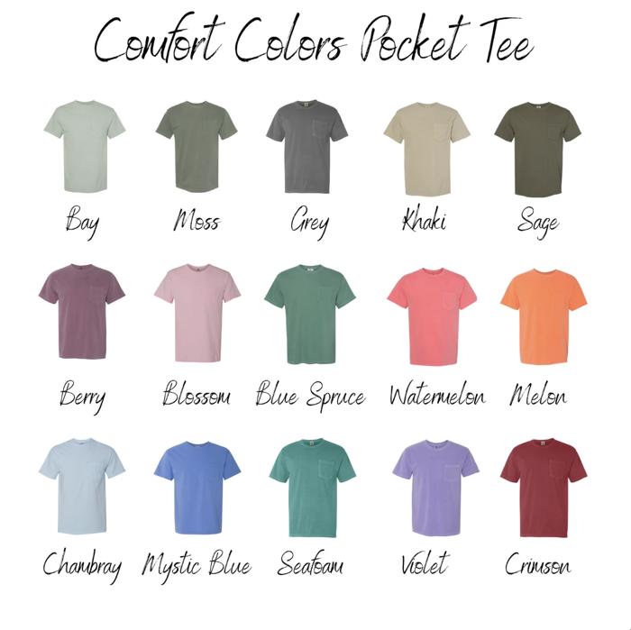 Comfort Colors Pocket Tee with Custom Embroidered Monogram