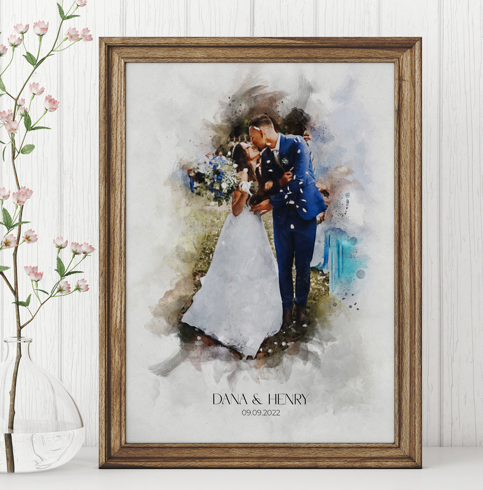 Watercolor Couple Portrait, Wedding Portrait, Custom Wedding Portrait, Watercolor Portrait, Wedding Gift, Watercolor Print for Anniversary. PRINT ONLY!!!