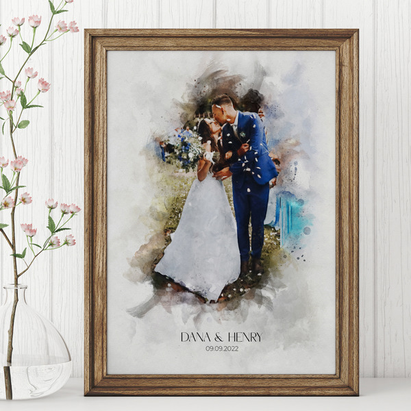 Watercolor Couple Portrait, Wedding Portrait, Custom Wedding Portrait, Watercolor Portrait, Wedding Gift, Watercolor Print for Anniversary. PRINT ONLY!!!