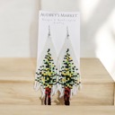  Boho Beaded Christmas Tree Dangle Earrings