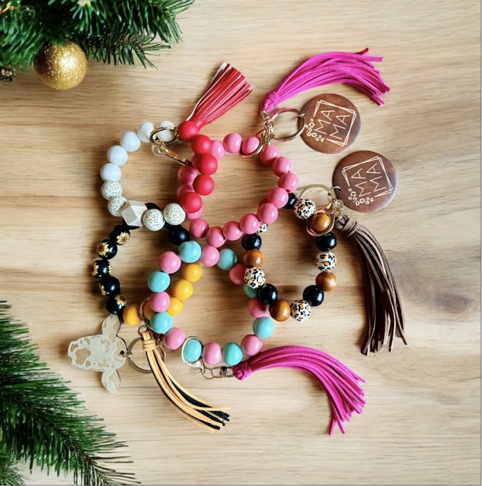 Beaded Wristlet Bangle Keychains - Perfect Stocking Stuffer! 5 Cute Styles