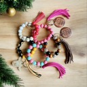  Beaded Wristlet Bangle Keychains - Perfect Stocking Stuffer! 5 Cute Styles