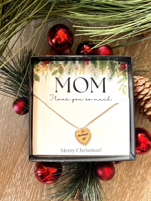 Christmas Gift for Mother Ready to Gift Gold Mama Mom Necklace - Black