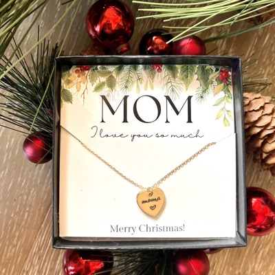 Christmas Gift for Mother Ready to Gift Gold Mama Mom Necklace - Black