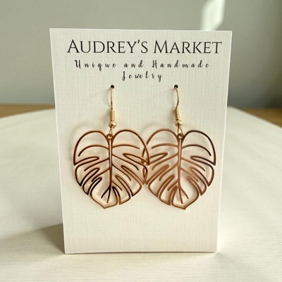 Gold Monstera Plant Lover Earrings 