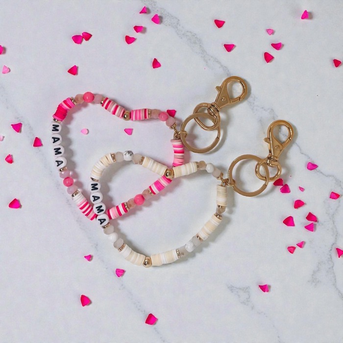 Mama Heart Heishi Bead Keychain - Thoughtful Gift For Mom