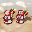  Set of 3 Christmas Tree Wooden Stud Earrings - Reindeer/Mittens/Snowman
