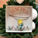 Blue Teacher Christmas Present Pressed Flower Necklace Ready to Gift! FREE Gift Box!