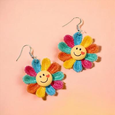 Cheerful Groovy Flower Rainbow Earrings