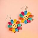  Cheerful Groovy Flower Rainbow Earrings