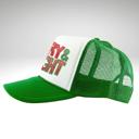  Christmas Trucker Hat, Merry and Bright, Green and White