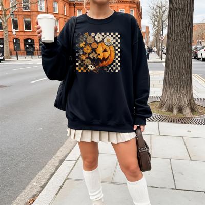 Black Halloween Floral Sweatshirt, Vintage Halloween Sweater