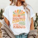  Forever Chasing Sunsets Retro T-Shirts, White