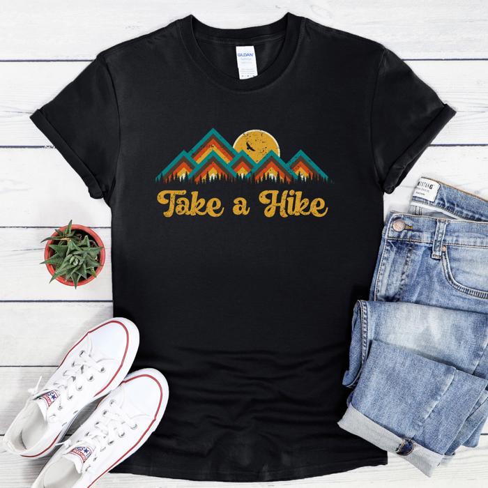 Black Take a Hike Mountain Graphic T-shirt