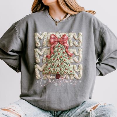 Christmas Sweatshirt  - Vintage Merry Design– Comfort Colors Gray
