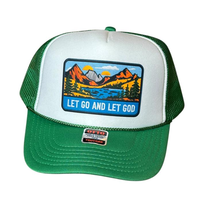 Mountain Scene Trucker Hat, Faith Cap, Let Go and Let God