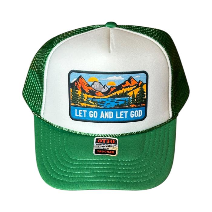 Mountain Scene Trucker Hat, Faith Cap, Let Go and Let God