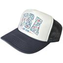  Americana Fourth of July Navy Trucker Hat, Faux Embroidery, USA