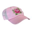 Pink Pink Rose Faux Embroidery Trucker Hat