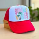  Summers Vibes Trucker Hat, Red Trucker Hat, Pastel Graphic, Retro  Hat for Summer Vacation Pool Days