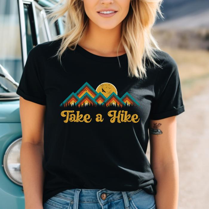 Black Take a Hike Mountain Graphic T-shirt