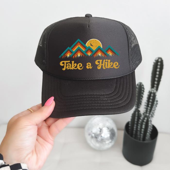 Take a Hike, Mountain Trucker Hat, Black