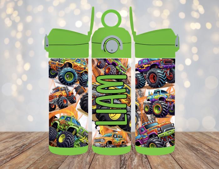 Monster Truck 12oz Personalized Flip Top Water Bottle