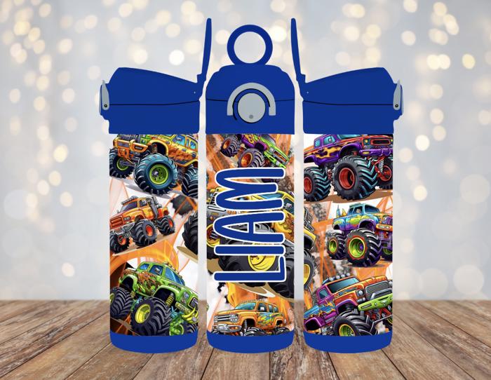 Monster Truck 12oz Personalized Flip Top Water Bottle