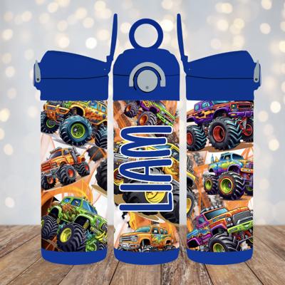 Monster Truck 12oz Personalized Flip Top Water Bottle