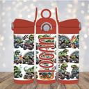  Monster Trucks and Dinosaurs Personalized 12 oz Kids Water Bottle