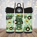  Green Tractors 12 oz Flip Top Leak Proof Personalized Kids Water Bottle