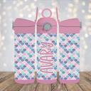  Mermaid Scales Pastel 12oz Flip Top Leak Proof Kids Water Bottle Tumbler