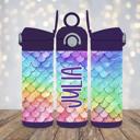  Mermaid Rainbow Scales Kids Flip-Tp Leak-Proof Personalized Water Bottle