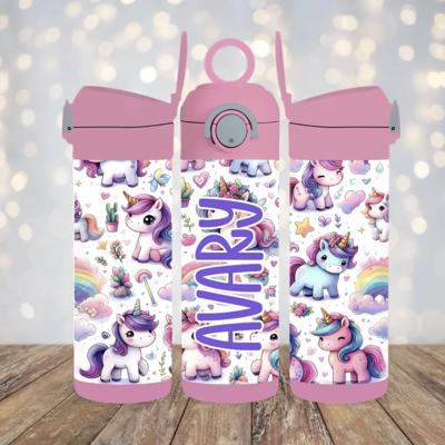 Unicorns and Rainbows 12 oz Flip Top Water Bottle Tumbler, Leak Proof