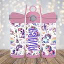 Pink Unicorn Rainbow 12oz Flip Top Leak Proof Kids Water Bottle Tumbler