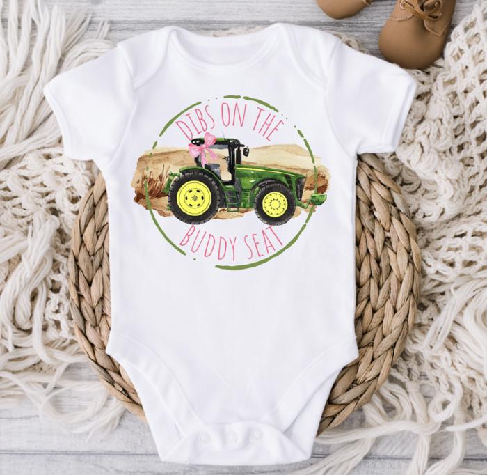 Dibs on the Buddy Seat Baby Bodysuits