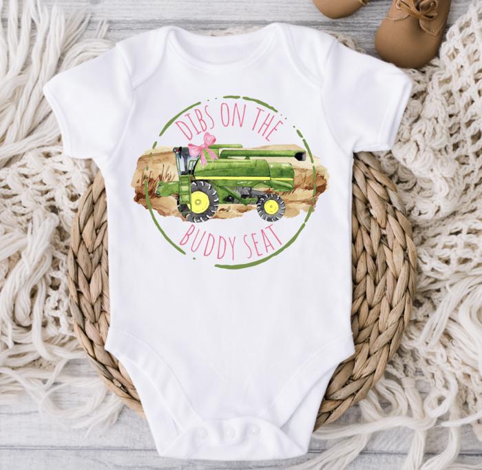 Dibs on the Buddy Seat Baby Bodysuits