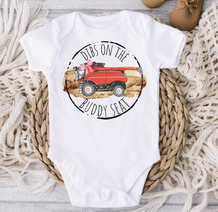 Dibs on the Buddy Seat Baby Bodysuits