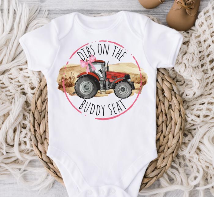 Dibs on the Buddy Seat Baby Bodysuits