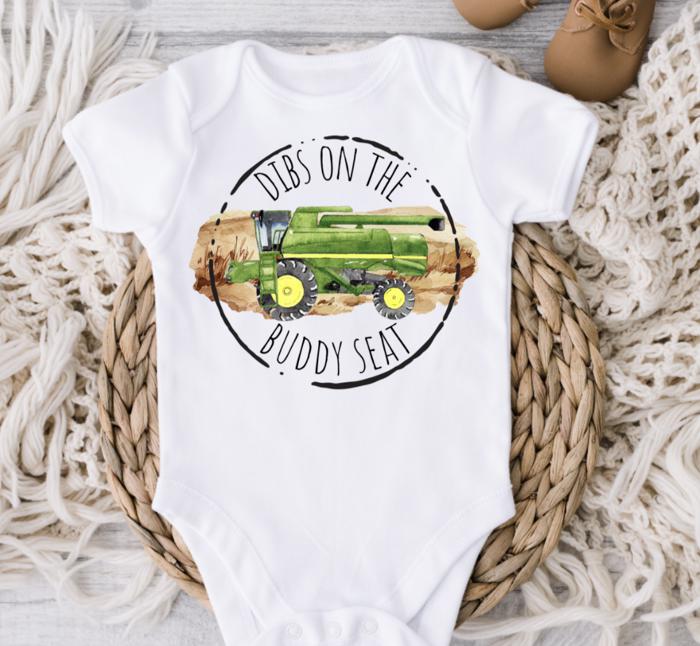 Dibs on the Buddy Seat Baby Bodysuits